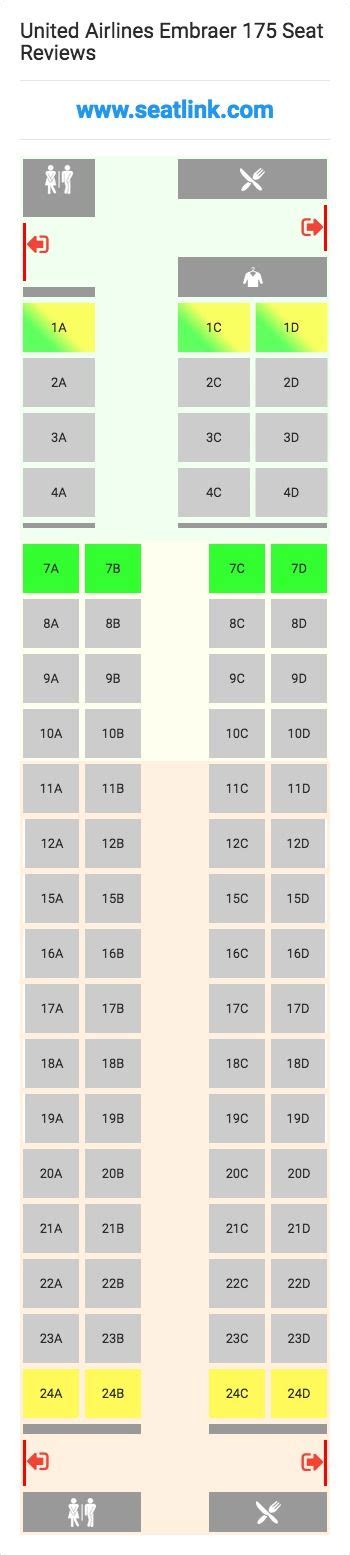 United Airlines Embraer 175 (E75) Seat Map | American airlines ...