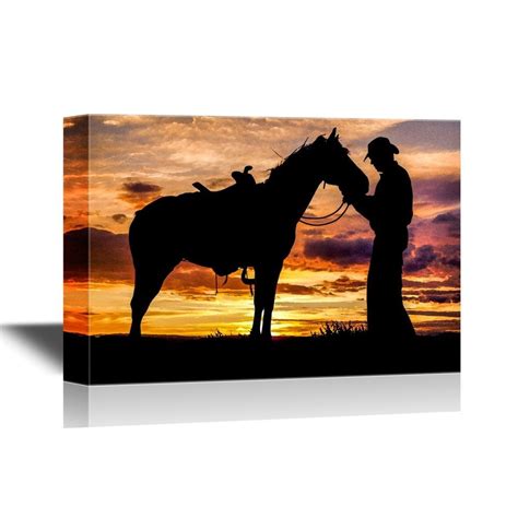 wall26 Cowboy Canvas Wall Art - A Cowboy Sitting on His Horse in the ...