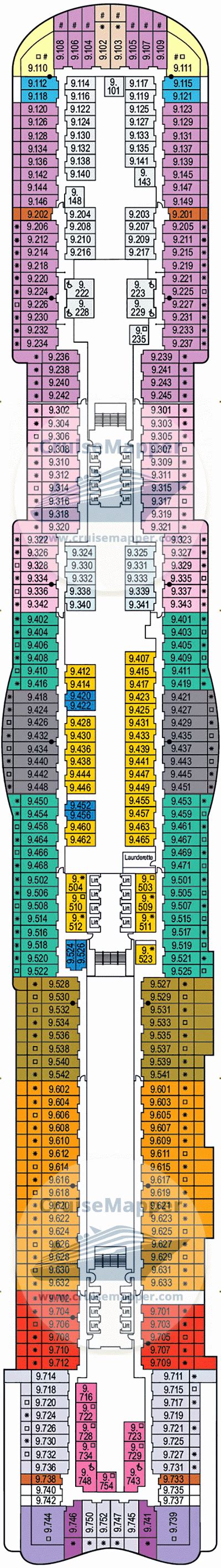 Arvia deck 9 plan | CruiseMapper