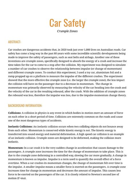 Car Safety Crumple Zones | Physics - Year 11 ACT | Thinkswap