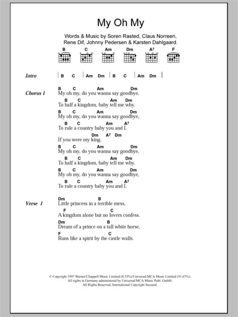 My Oh My by Aqua - Guitar Chords/Lyrics - Guitar Instructor