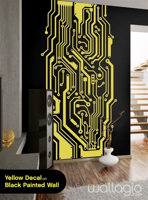 "Circuit Board Wall Decal - Vertical Tall Circuit Wall Art Custom Size ...