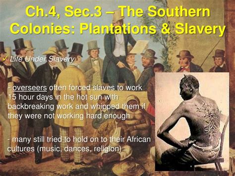 PPT - Ch.4, Sec.3 – The Southern Colonies: Plantations & Slavery PowerPoint Presentation - ID ...