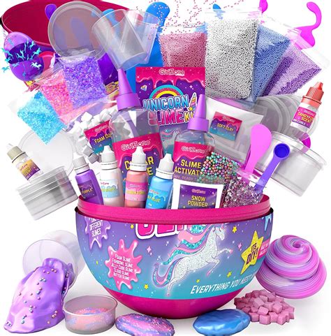 Amazon.com: GirlZone Sparkly Unicorn Egg Surprise Slime Kit for Girls, Sensory Toys for Kids ...