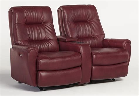 Felicia Small-Scale Reclining Space Saver Loveseat with Drink and Storage Console by Best Home ...