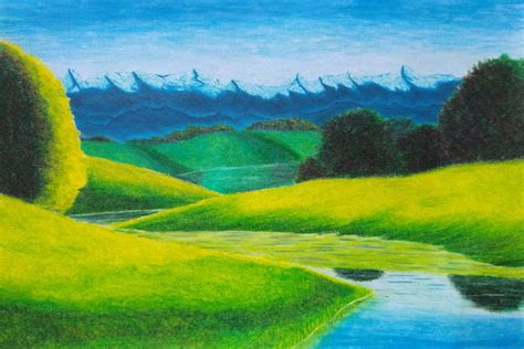 Mountain Landscape, Me, Color Pencil, 2020 : r/Art