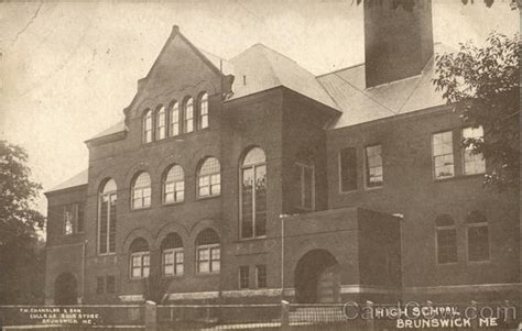 High School Brunswick, ME Postcard