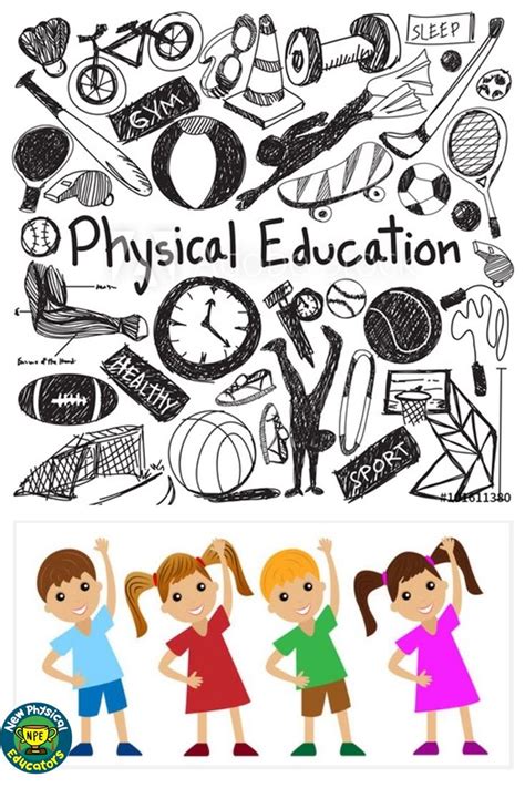 f11.22 Physical education exercise gym doodle icon and Children go in ...