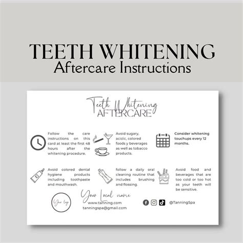 Editable and Printable Teeth Whitening Aftercare Card Template, Teeth ...