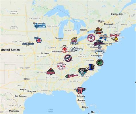 a map with all the major league teams on it