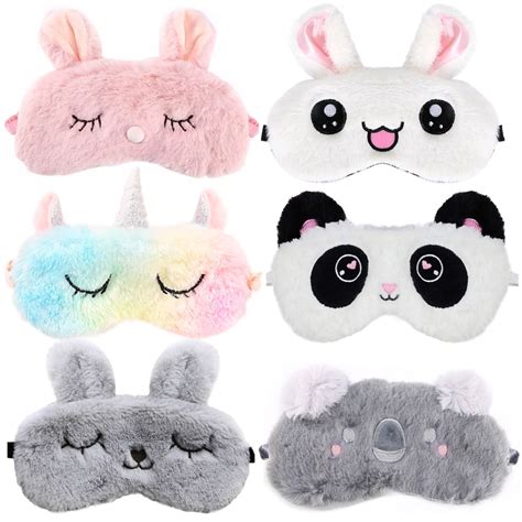 6PCS Sleep Mask Cute Cartoon Eye Mask for Girls Kids Women Eye Covers for Travel Sleeping Eye ...