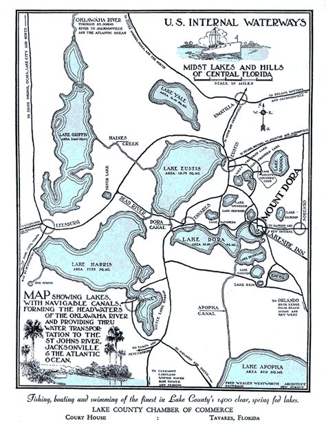 U. S. internal waterways, midst lakes and hills of Central Florida, 1925 AD