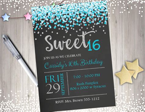 Sweet 16 Birthday Invitations Templates Free