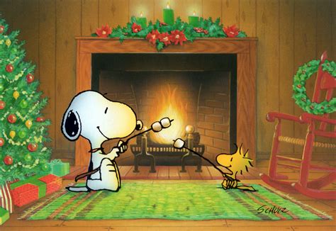 Snoopy and Woodstock roasting marshmallows by the fire. | Snoopy ...