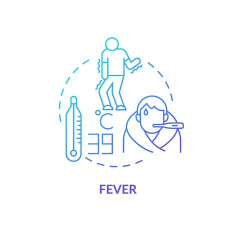 Fever blue gradient concept icon. High temperature and sweating lead to ...