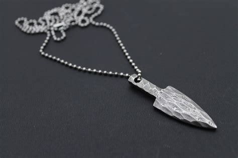 Dragon’s Tooth Dagger Design Damascus Steel Pendants Necklace - Eiroc