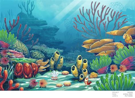 Ocean Animal - Final Background from Coral Reef | Coral reef drawing ...