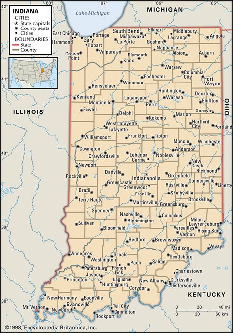 Major Cities In Indiana Map - United States Map