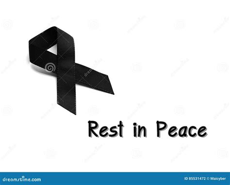 Black Ribbon for Mourning with Rest in Peace Text Stock Photo - Image ...