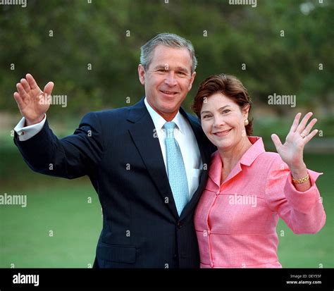 Us President George W. Bush And First Lady Laura Bush In Their Stock ...