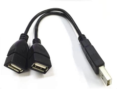 2PCS/ Lot Car stereo USB 2.0 Extension Cable Male to 2 Female USB2.0 Charge Cable Data Sync ...