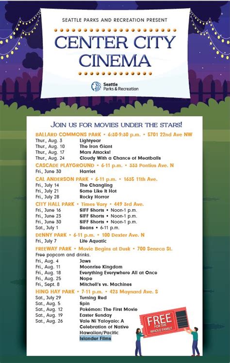 2023 Center City Cinema - Join us for FREE movies under the stars! - Parkways