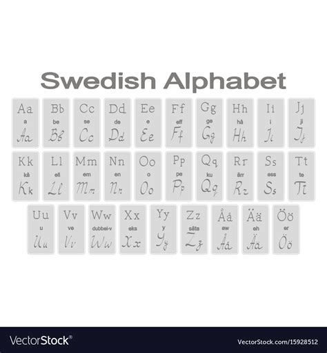 Set of monochrome icons with swedish alphabet Vector Image