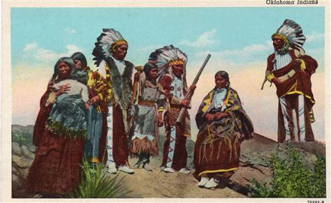 Linen postcard. Oklahoma Indians. | Jackie's Vintage Postcards