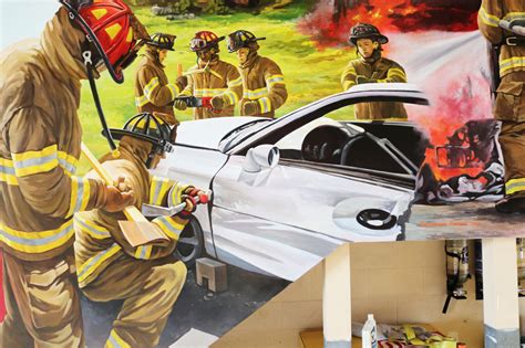 FIRE FIGHTER MURAL Detail #6. Public Art. Mural on Wall. Oakland Park Fire Rescue #87. Oakland ...