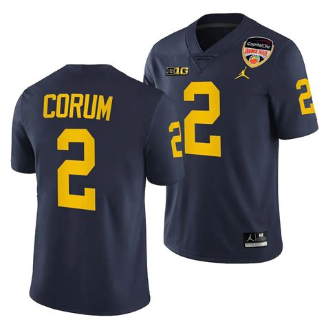 Michigan Wolverines Blake Corum 2021 Orange Bowl Jersey #2 Navy College Football Playoff Uniform ...