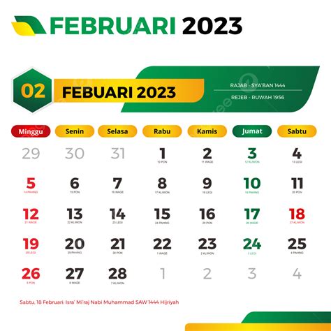 Kalender 2023 Februari Lengkap Dengan Tanggal Merah Cuti Bersama Jawa ...