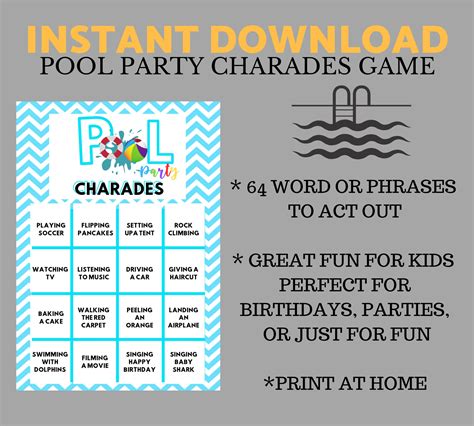 Pool Birthday Party Game Swimming Pool Party Game Beach | Etsy