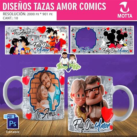 10 PLANTILLAS PARA SUBLIMAR TAZAS SAN VALENTÍN CÓMICS | Tazas, Tazas con fotos, Tazas para parejas