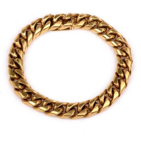 Heavy Gold Cuban Link Bracelet, at 1stDibs | heavy gold link bracelet