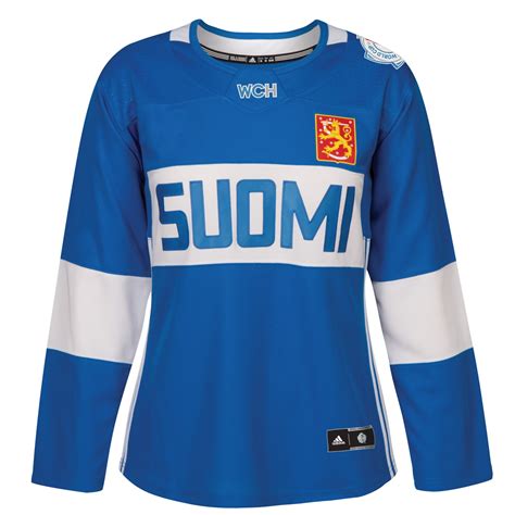 adidas Finland Hockey Women's Blue 2016 World Cup of Hockey Premier Jersey