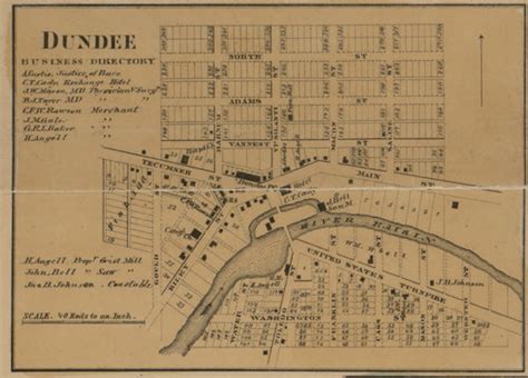 Dundee Village, Dundee, Michigan 1859 Old Town Map Custom Print ...