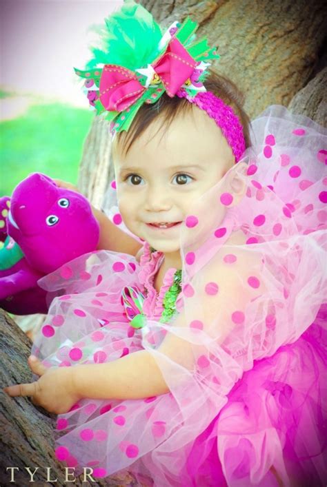 Baby Bella and Barney *Pink Polka Dot Birthday Tutu *I love You *Baby Bop Bow *Baby Bop Leo ...