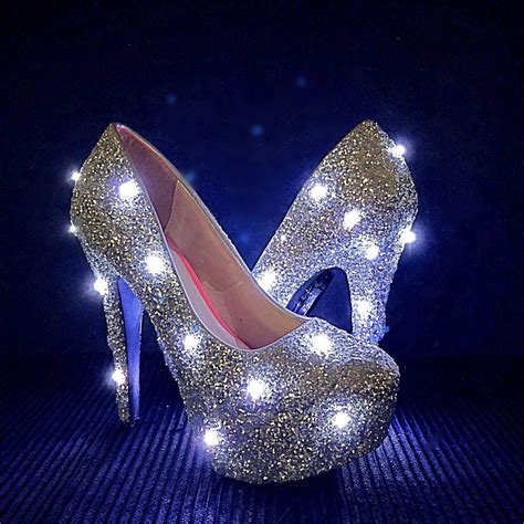 LED Glitter High Heels, Silver Light Up Pumps in 2020 | Glitter high ...