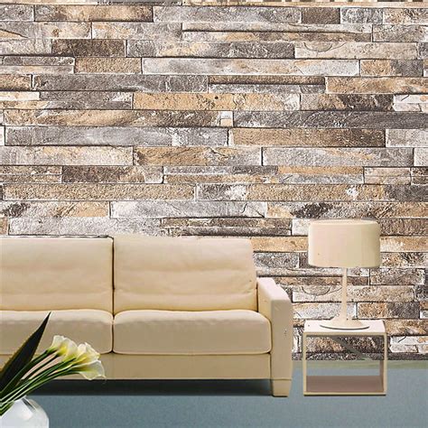 3D Wall Paper Brick Stone Pattern Vinyl WallPaper Roll Living Room TV Background Decor | Living ...