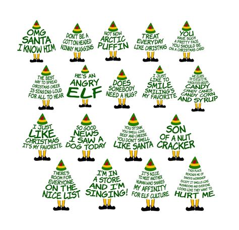 Elf Quotes Bundle SVG Christmas Tree Shaped Sayings From Elf Cricut ...