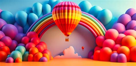 Premium Photo | A colorful balloon background with balloons and rainbow