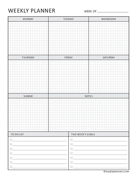 Weekly Planner Template with Goals