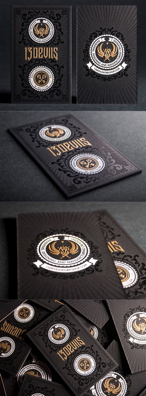 Incredible Illustration On A Black White And Gold Embossed Business Card| CardObserver