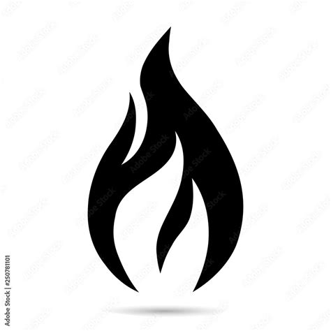 Fire flame icon. Black icon isolated on white background. Fire flame ...