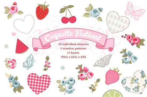 Floral Coquette Clipart Strawberry Lemon Graphic by Marie Dricot · Creative Fabrica