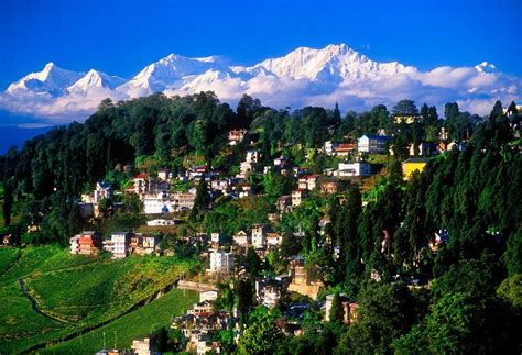 View of Darjeeling with Kanchenjunga in background-West Bengal, India ...