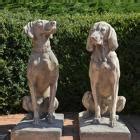 Charming pair of composite stone hunting dogs