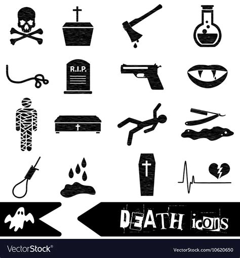 Death theme set of black simple icons eps10 Vector Image