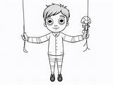 Playful Puppet Coloring Page  Coloring sketch template
