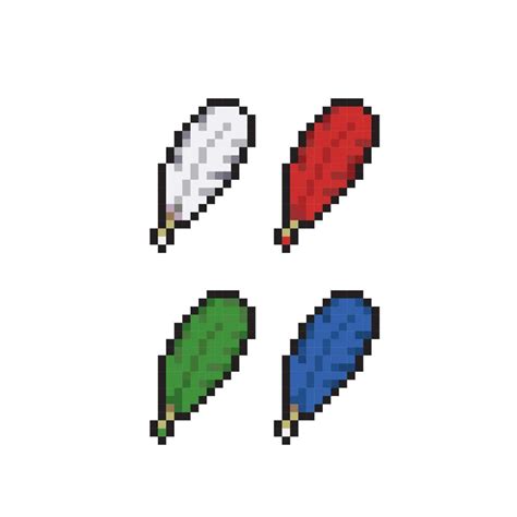 feather collection set with different color in pixel art style 22148752 Vector Art at Vecteezy